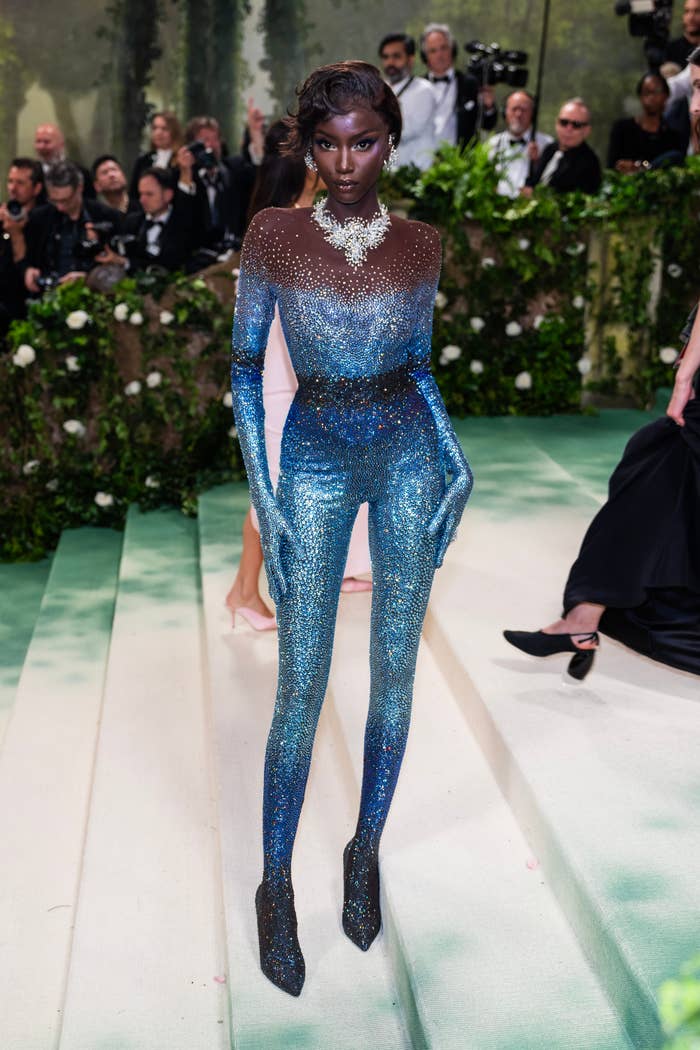 anok yai met gala 2024 swarovski crystal jumpsuit