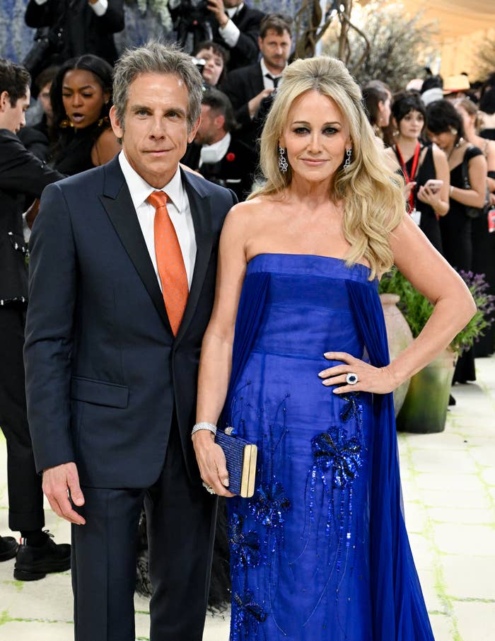 ben stiller christine taylor met gala blue dress