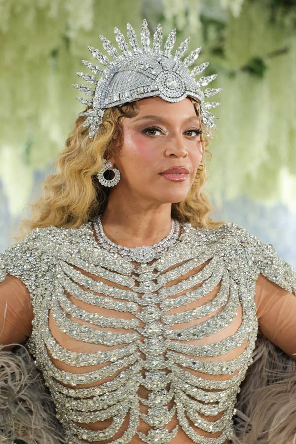 beyonce crystal skeleton bodice headpiece met gala