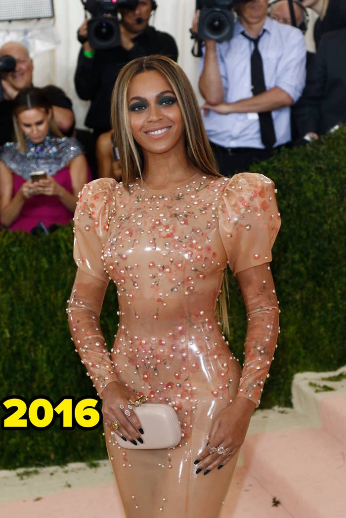 beyonce latex floral dress met gala 2016