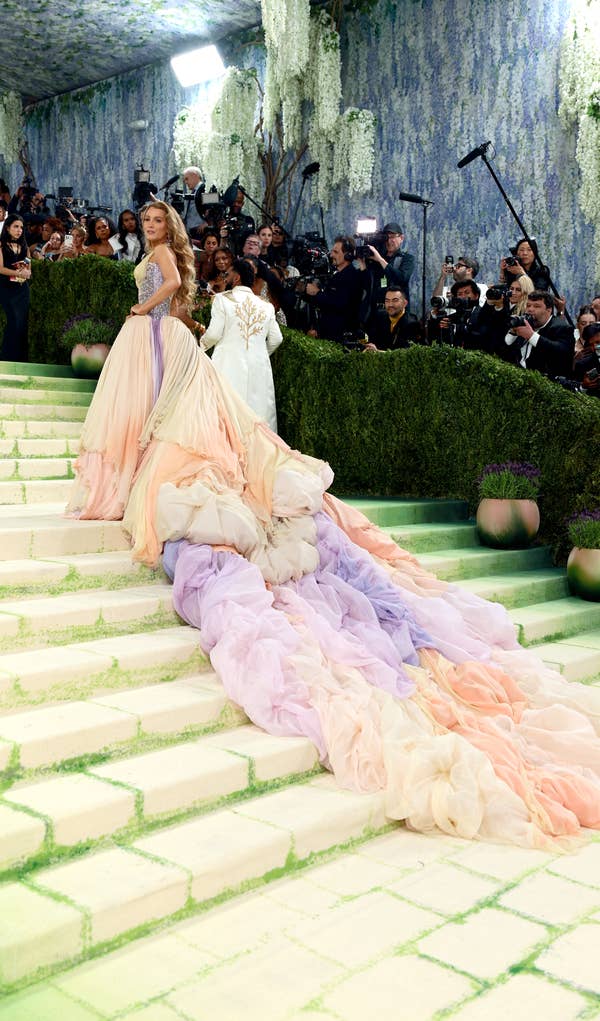 blake lively met gala 2024 floral gown stairs