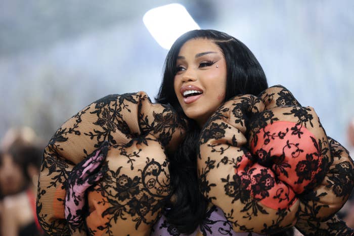 cardi b met gala makeup and hair close up