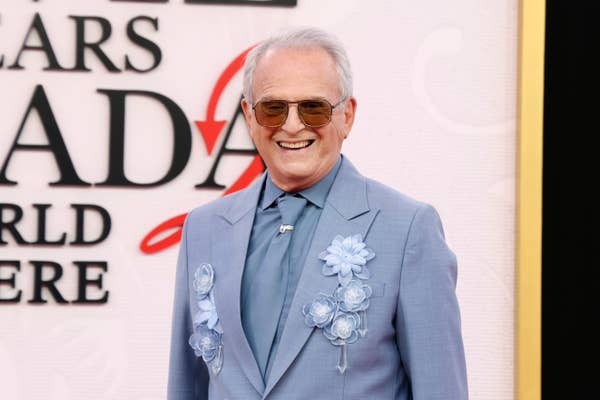 david frankel red carpet blue suit floral embroidery