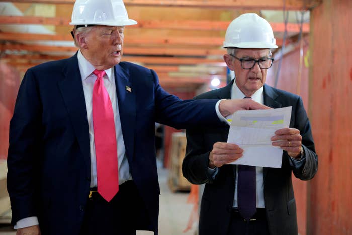 donald trump jerome powell construction site hard hats.jpg