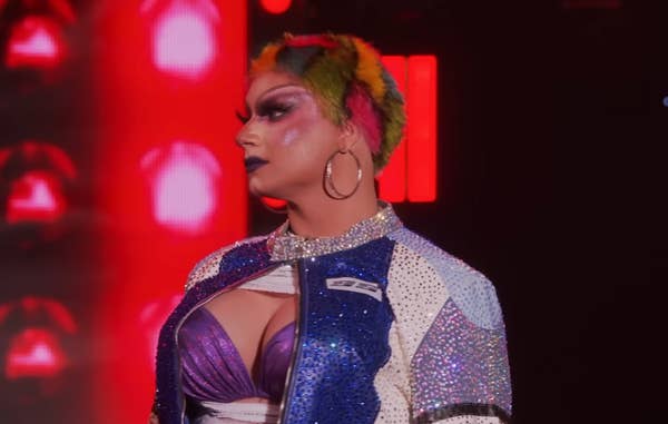 drag performer rainbow hair sequin jacket
