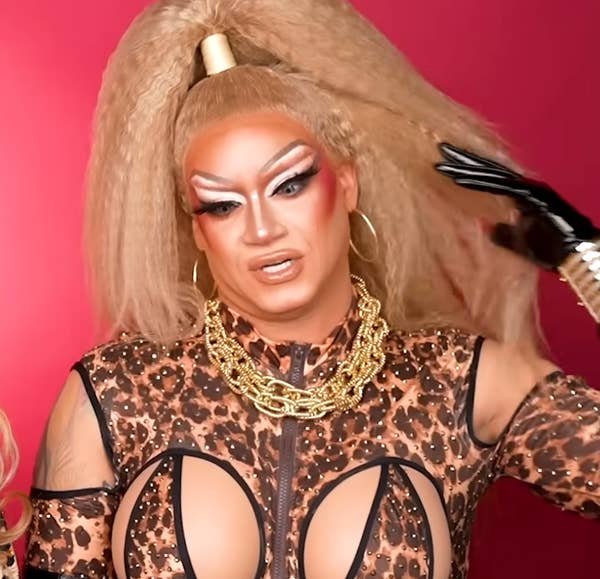 drag queen high ponytail leopard print