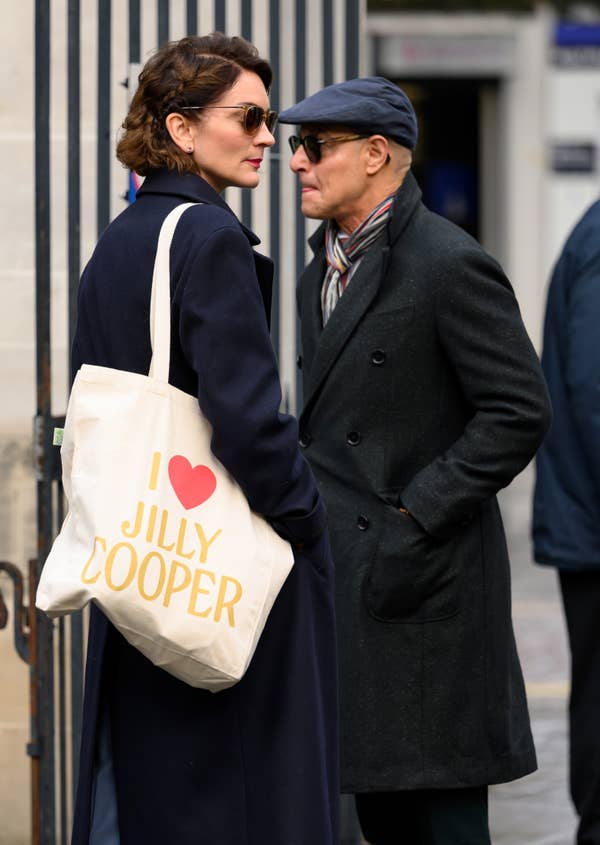 felicity blunt jilly cooper tote bag stanley tucci street style
