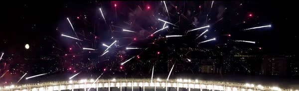 fireworks display over stadium night