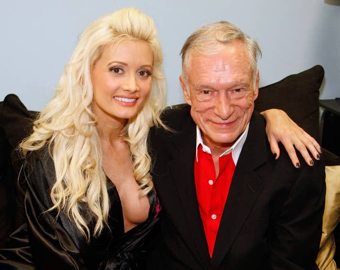 holly madison and hugh hefner playboy mansion portrait