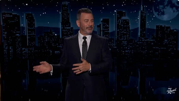 jimmy kimmel monologue suit gesturing