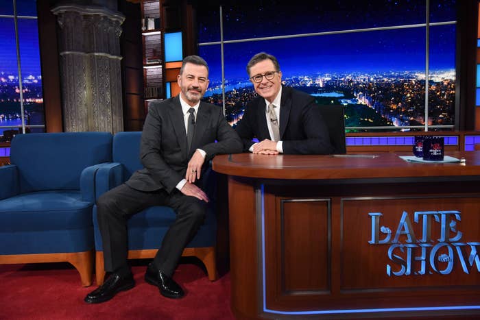 jimmy kimmel stephen colbert late show set