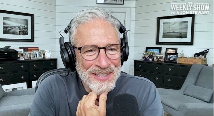 jon stewart smiling weekly show podcast