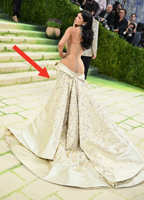 kylie jenner met gala dress detail back arrow