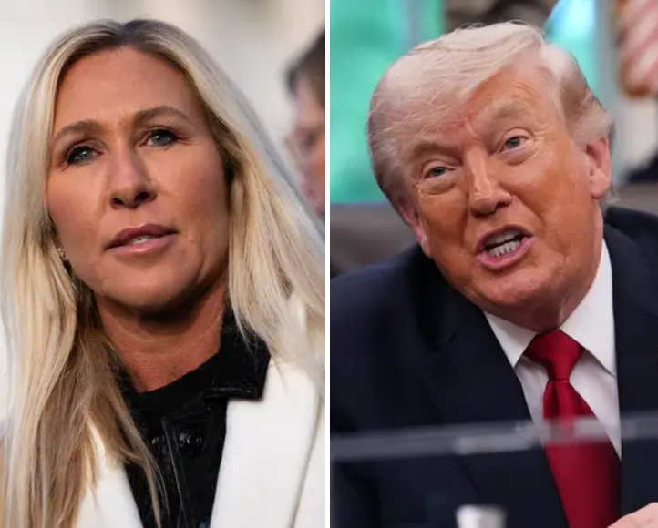 marjorie taylor greene and donald trump split portrait