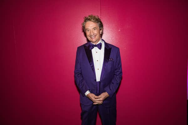 martin short purple tuxedo pink background