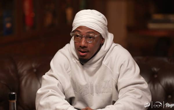nick cannon white head wrap podcast appearance