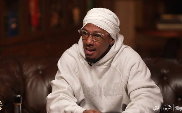 nick cannon white turban hoodie interview