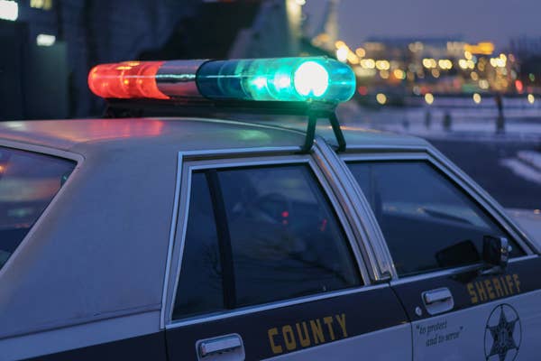police car emergency lights night patrol