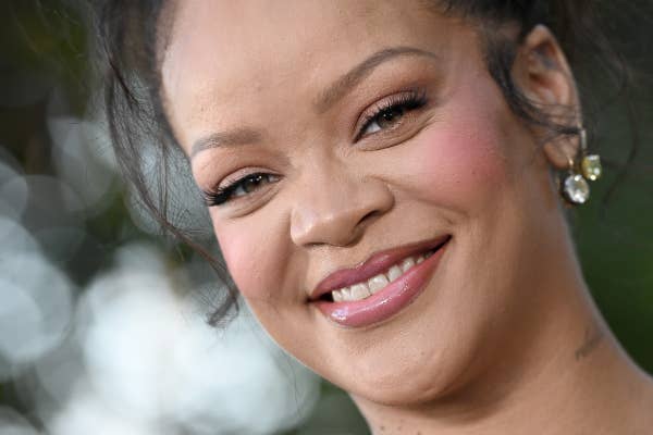 rihanna smiling closeup portrait makeup