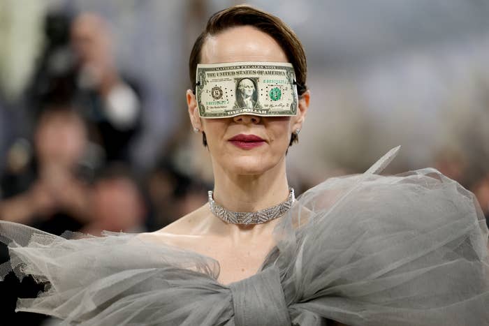 sarah paulson dollar bill mask met gala
