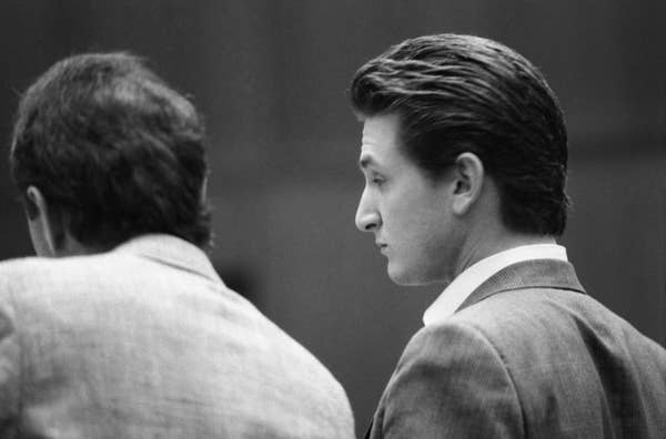 sean penn courtroom profile black and white