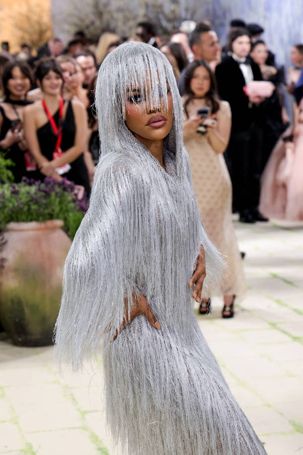 teyana taylor met gala silver fringe look
