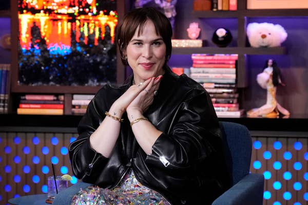 woman leather jacket sequin dress talk show.jpg